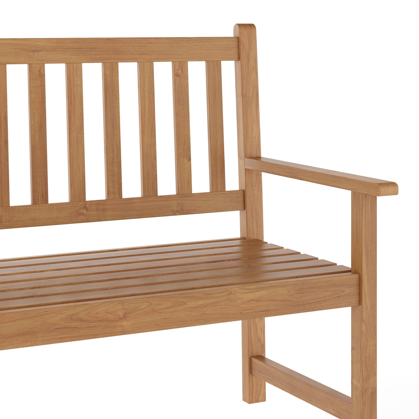 Adele Commercial Grade Indoor/Outdoor Patio Acacia Wood Bench, 2-Person Slatted Seat Loveseat for Park, Garden, Yard, Porch