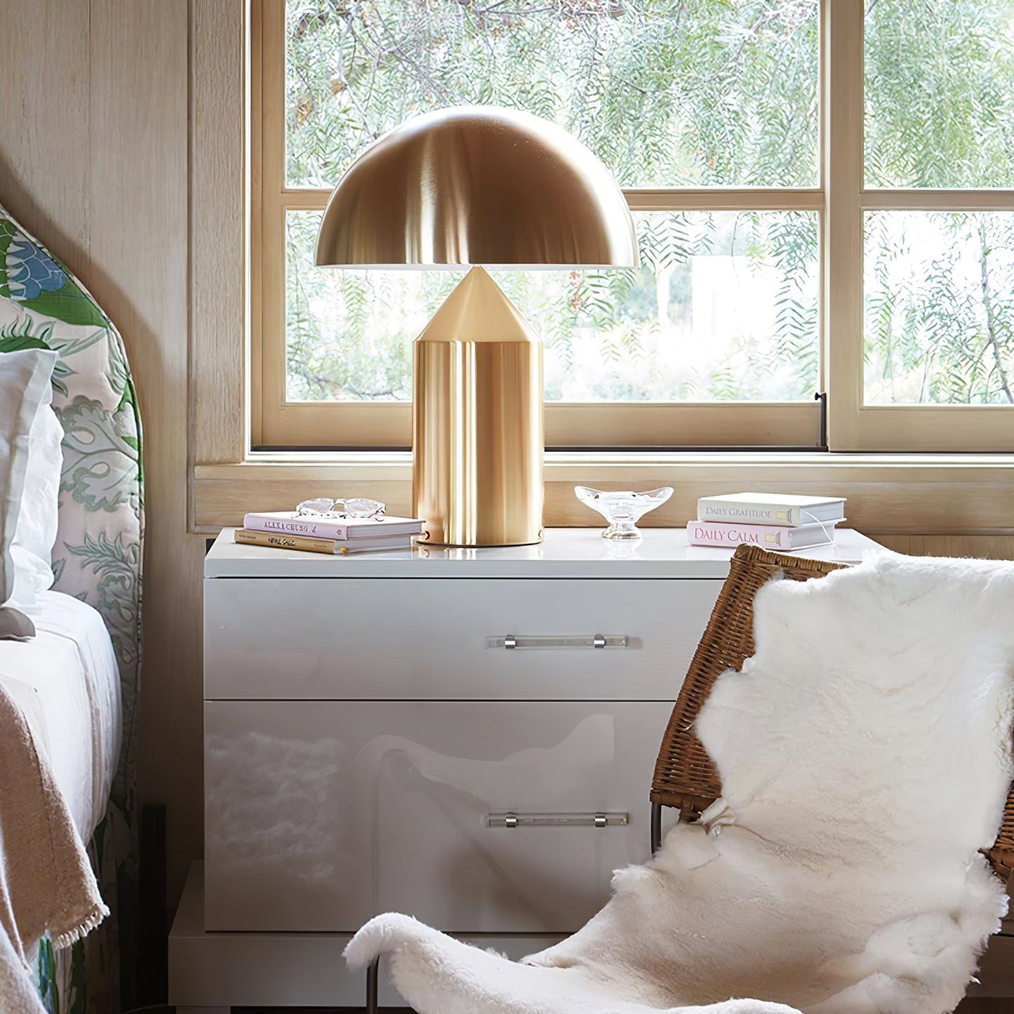 Mushroom Dome Metal Table Lamp With Sculptural Base