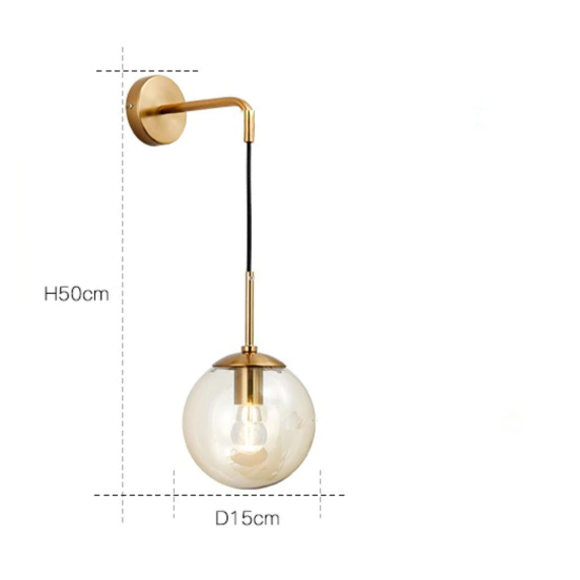 Hanging Glass Globe Wall Light Sconce With Swing Arm