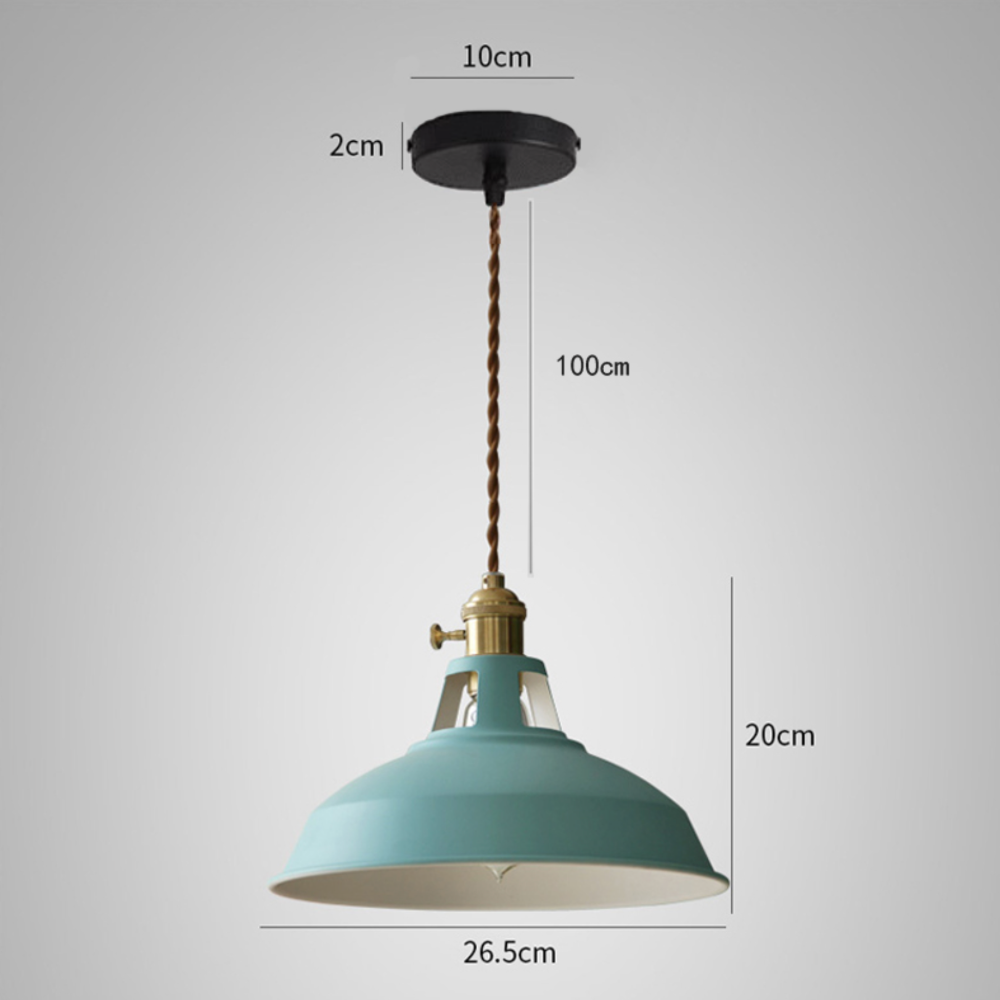 Loft Metal Dome Pendant Lights With Braided Cord LED Light