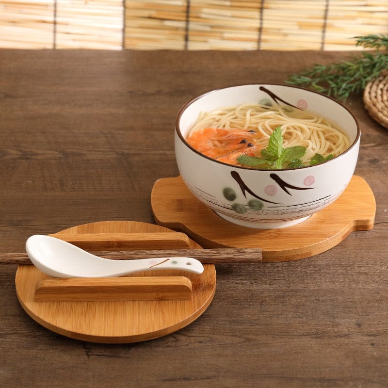 Ramen Bowl Set with Lid Tray Chopsticks and Spoon