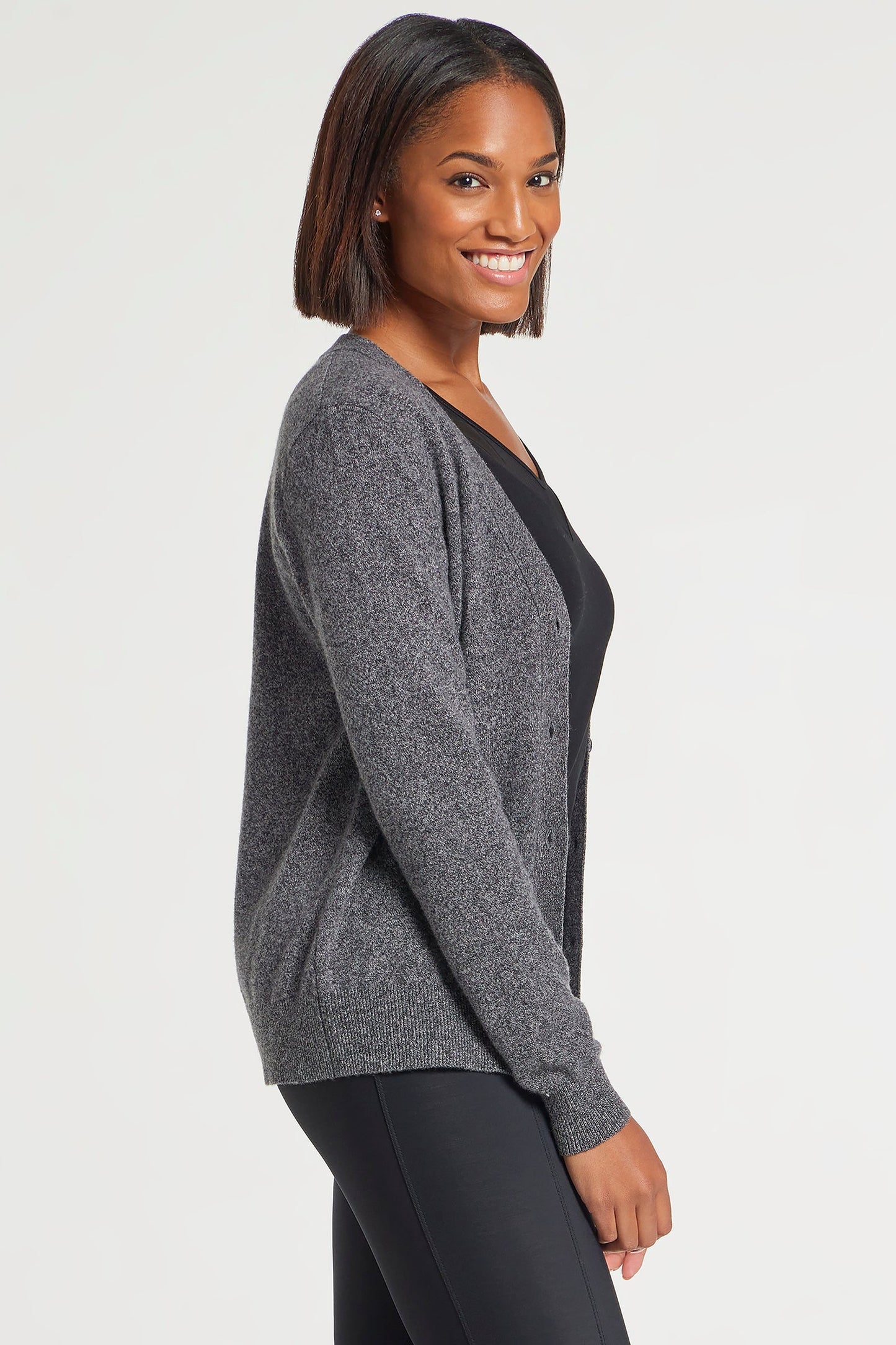 Missy Cashmere Cardigan in Charcoal