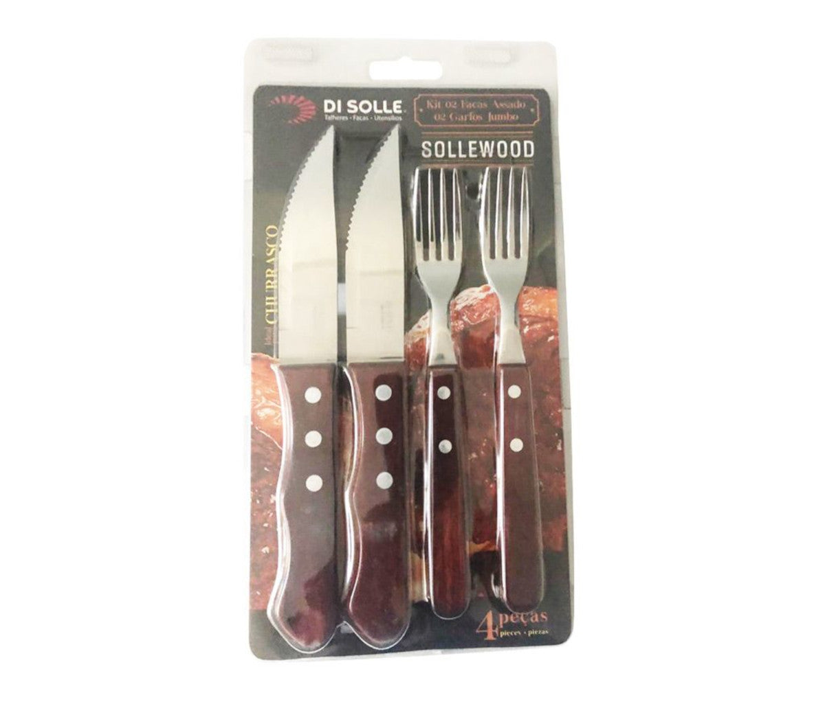 Di Solle SolleWood Jumbo Steak Knife and Fork Set 4 Piece