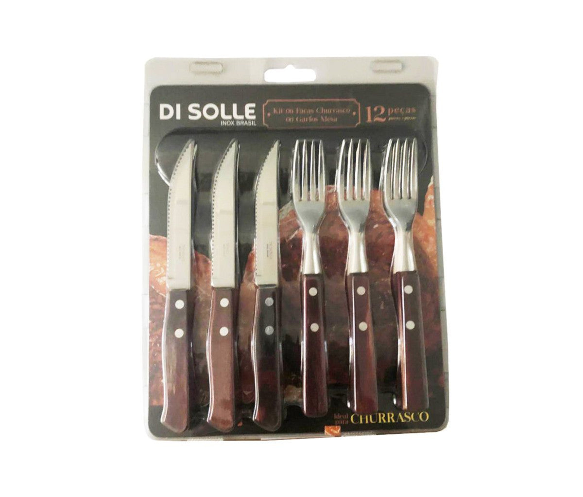 Di Solle SolleWood Serrated Steak Knife and Fork Set 12 Piece