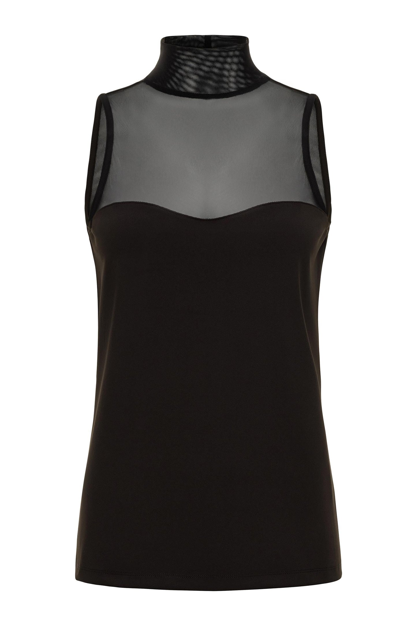 Ellen Sleeveless Mesh Mockneck Top