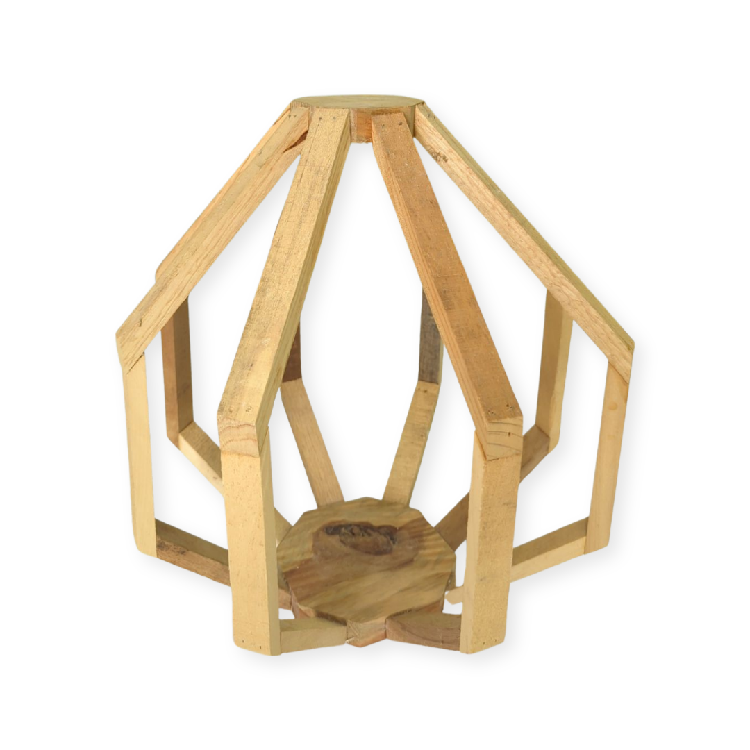 Geo Open Wood Teardrop Lantern