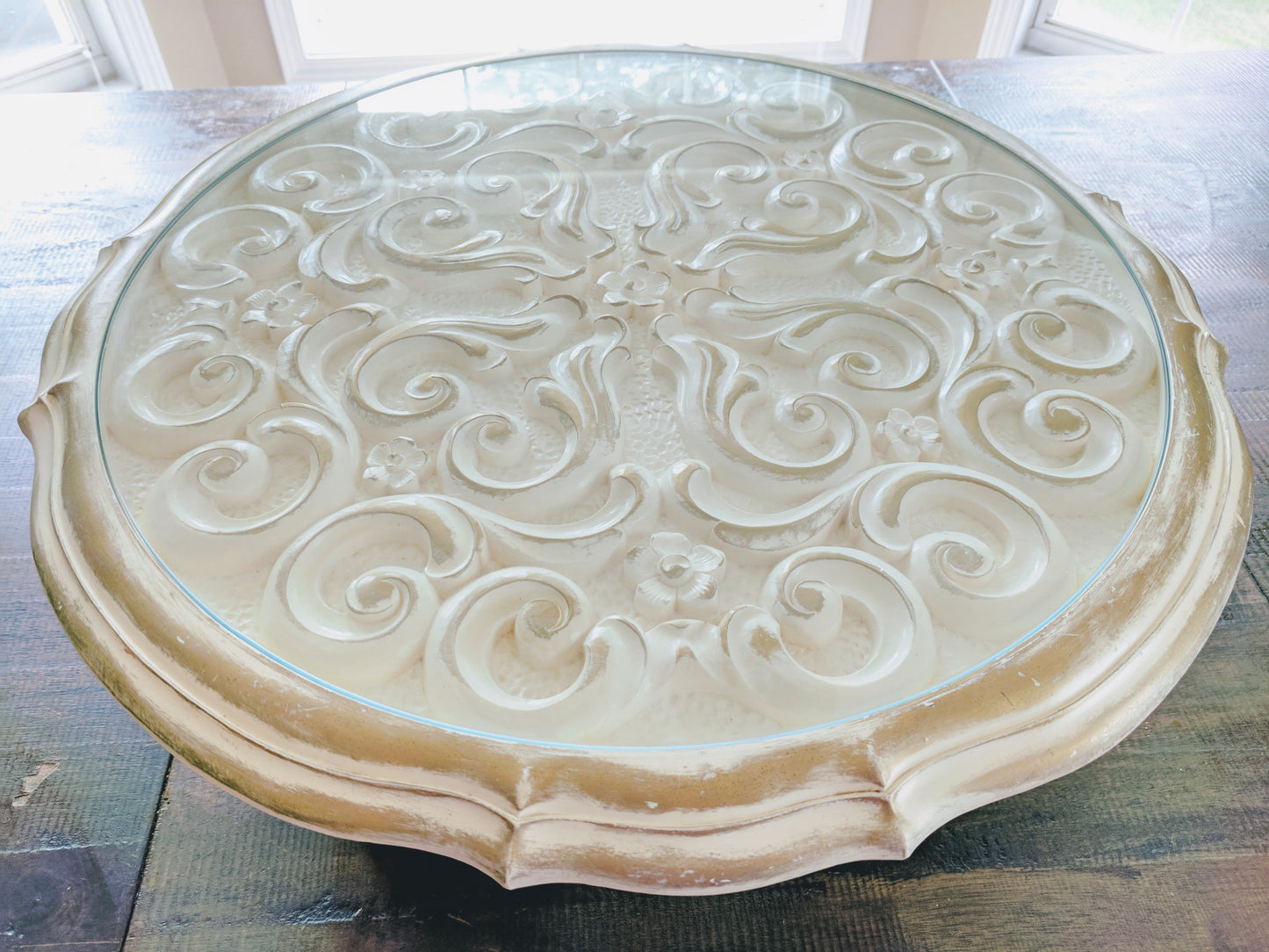 18" Ornate Glass Top Cake Stand Rental