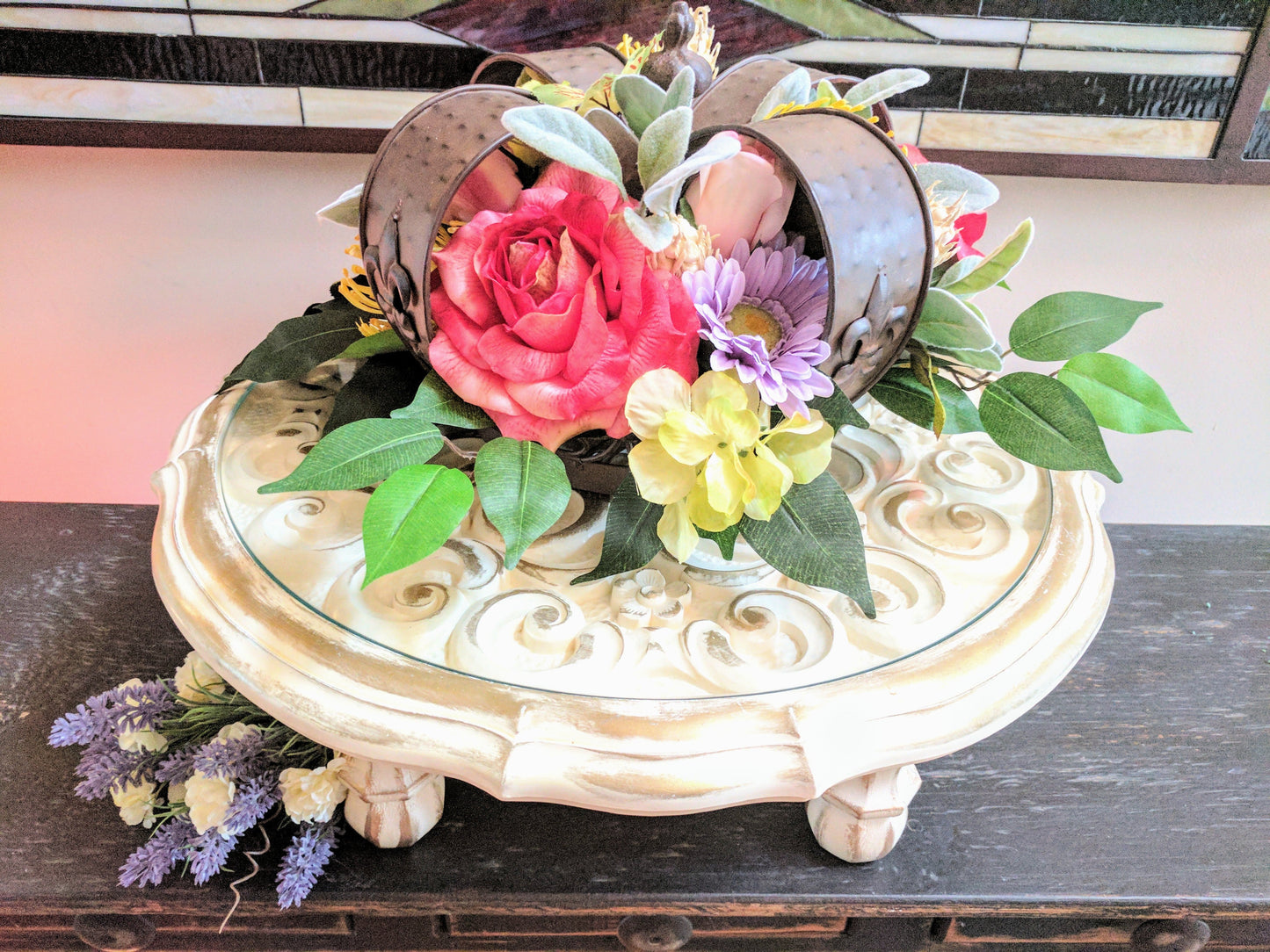 18" Ornate Glass Top Cake Stand Rental