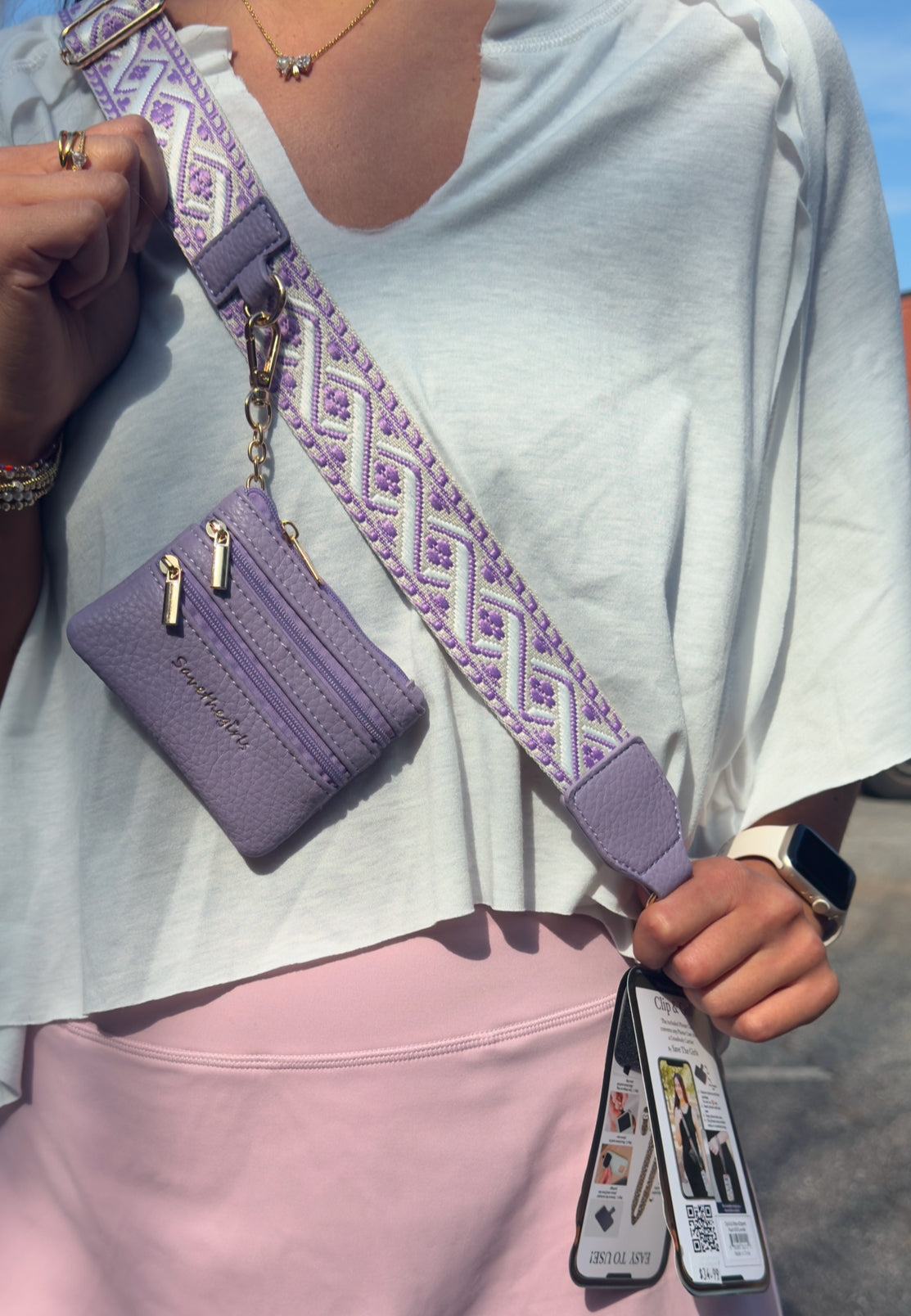 Clip & Go Strap With Zippered Pouch XOXO