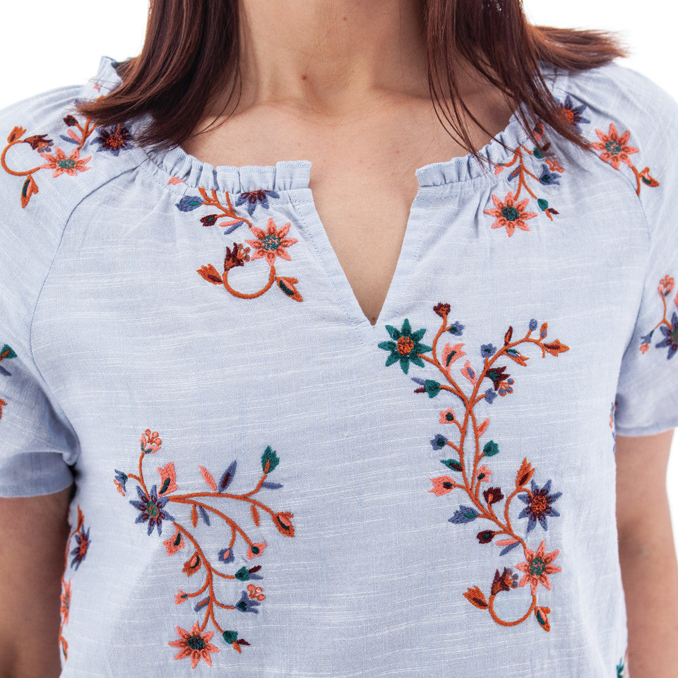 Lorena Floral Split Neck Blouse - J27115AP