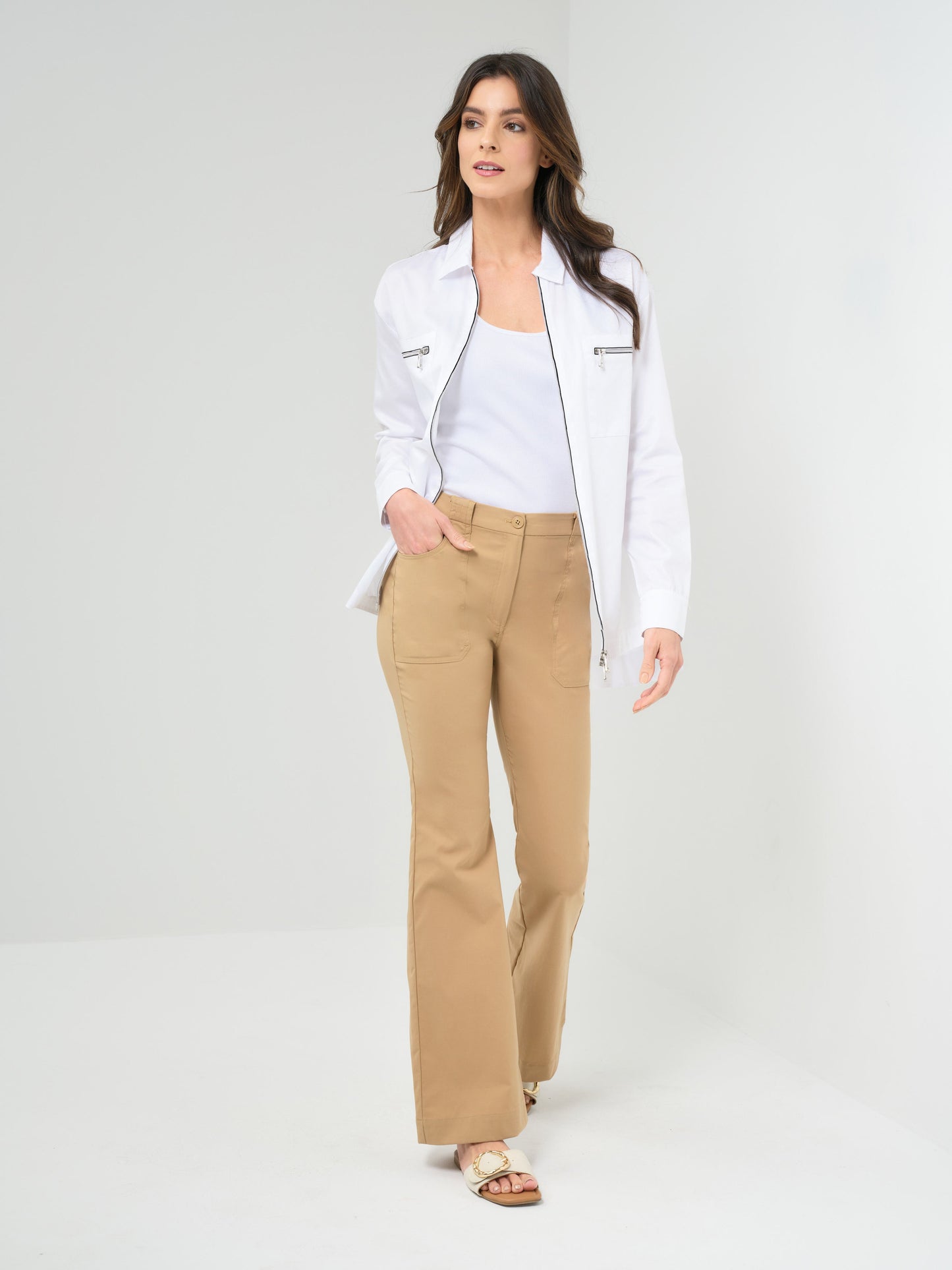 Kari Poplin Oversized Full Contrast Zip Collared Shirt