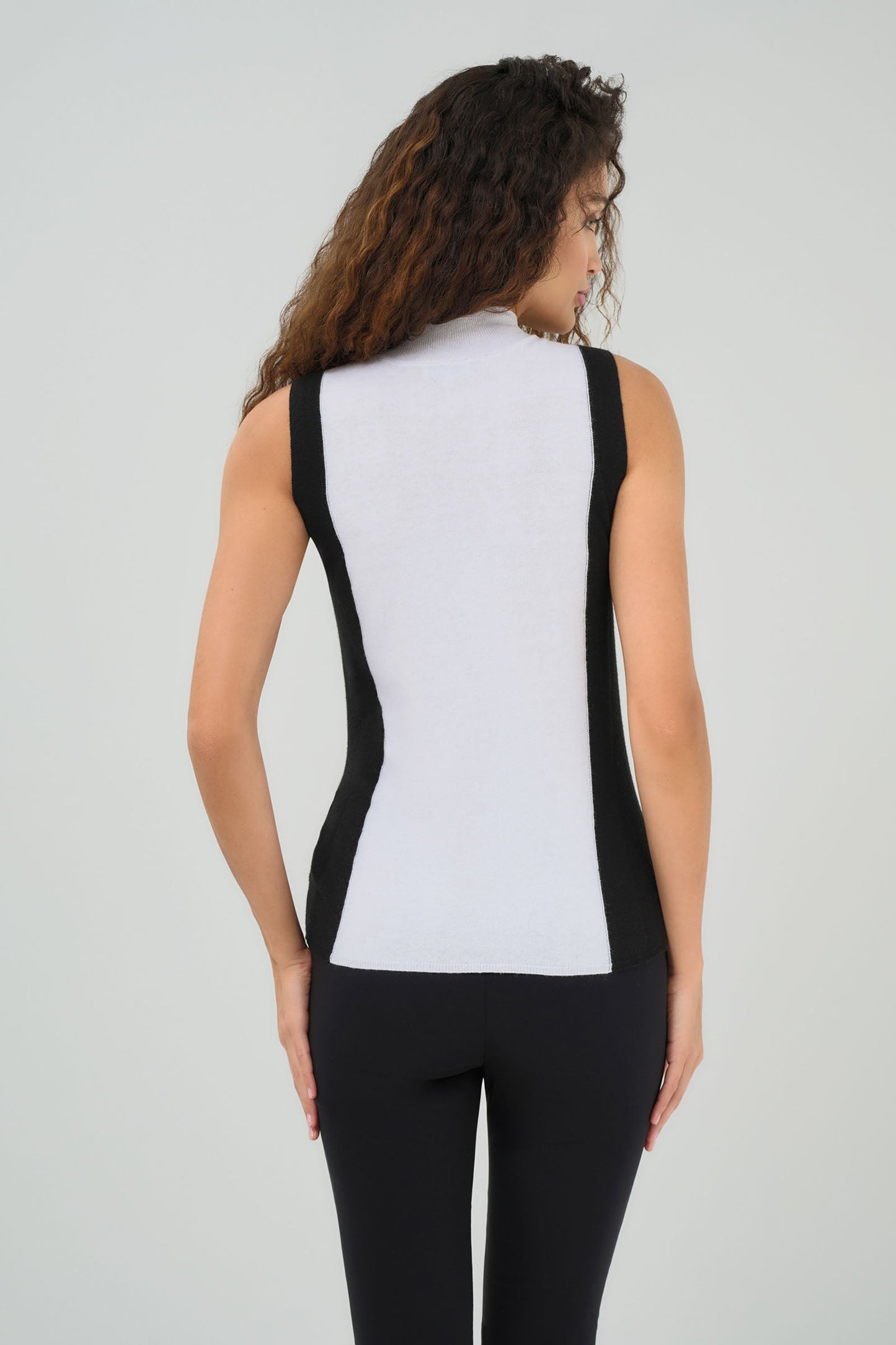 Abryl Contrast Cashmere Blend Mockneck Top