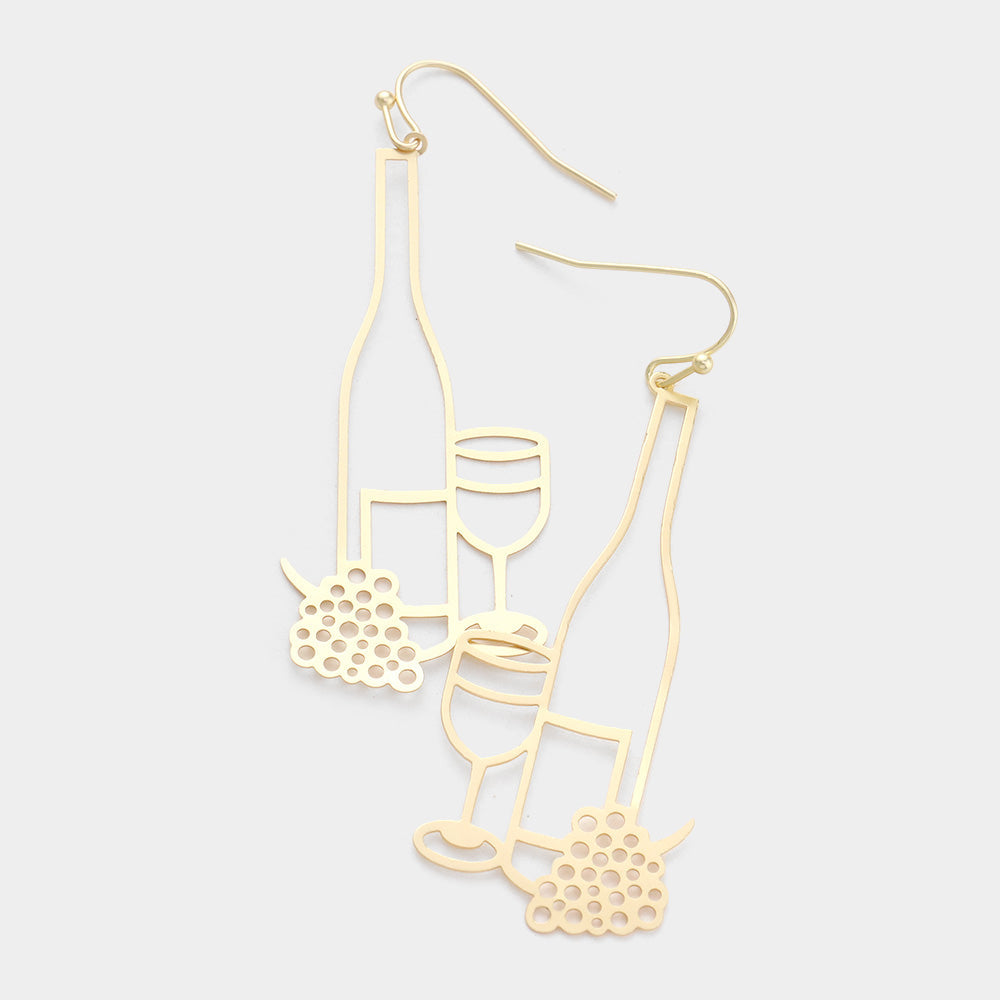 Wine Glass Shaped Metal Earrings