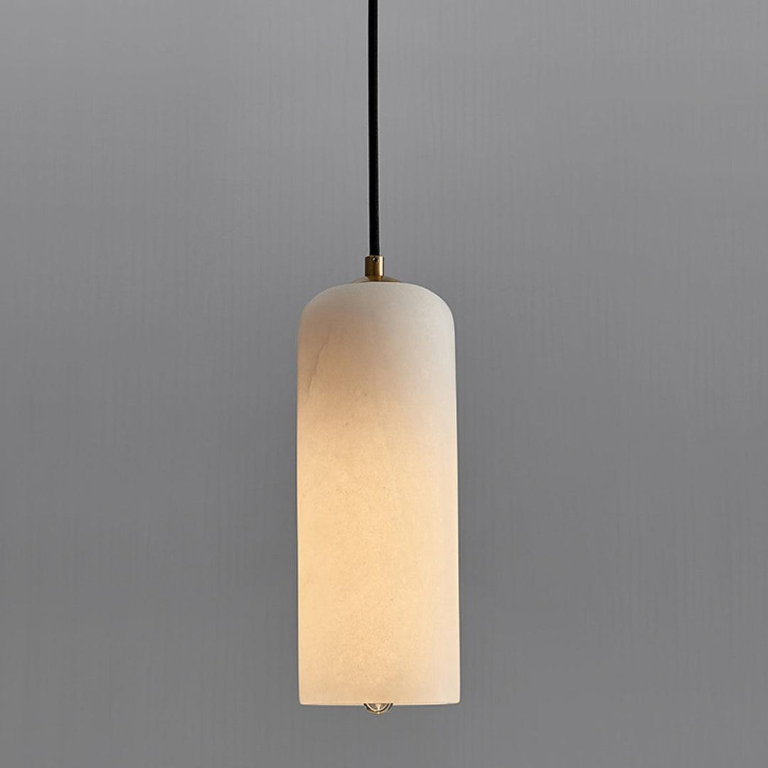 Slim Alabaster Cylinder Pendant Light With Single-Drop Design