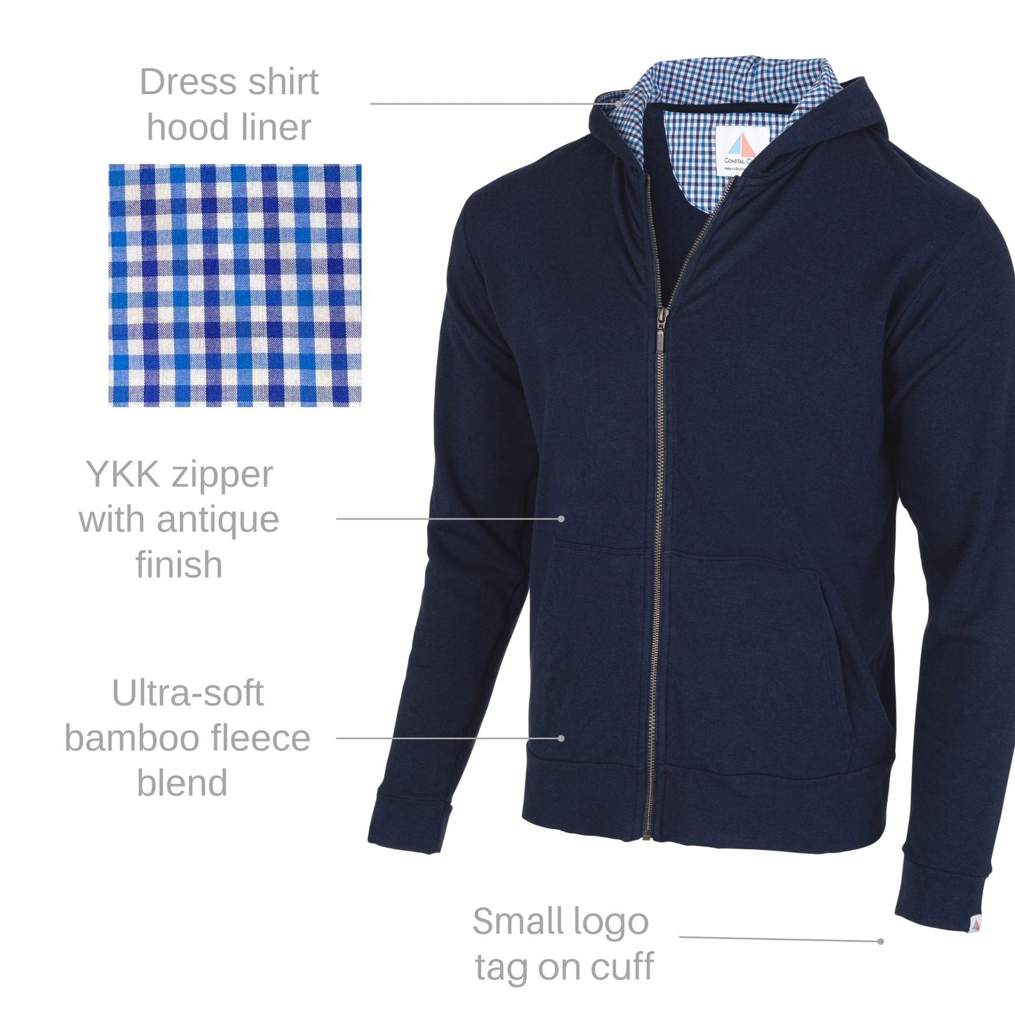 Nantucket Full Zip Deckhand Hoodie - Navy