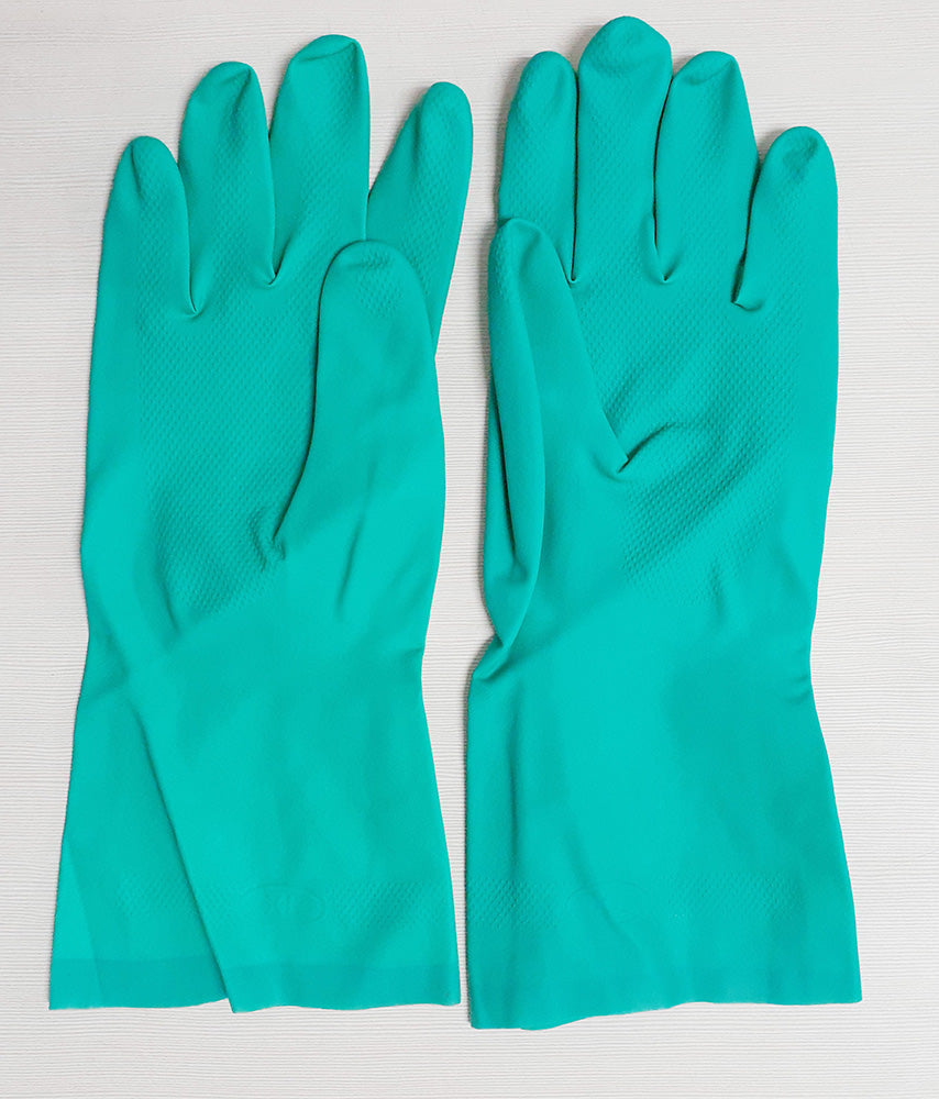 Gloves Industrial Nitrile Flocklined (Solvent Resistant) (Green)
