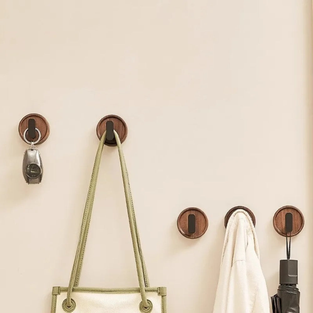 Wall Hook Solid Walnut Self Adhesive Single Hook