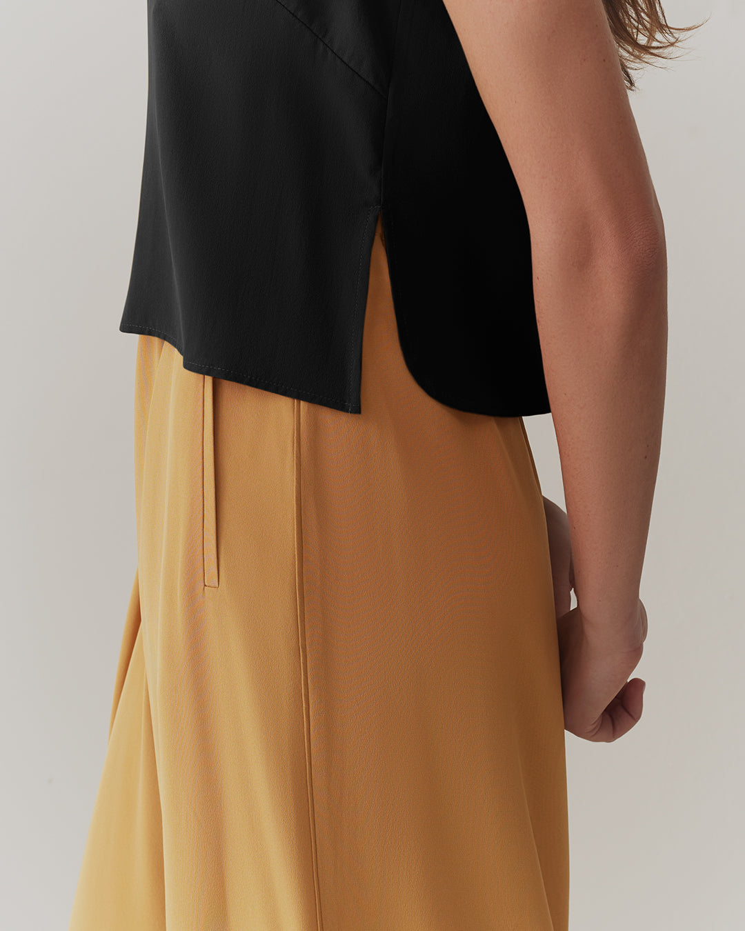 Washable Silk Cropped Overlay Tank