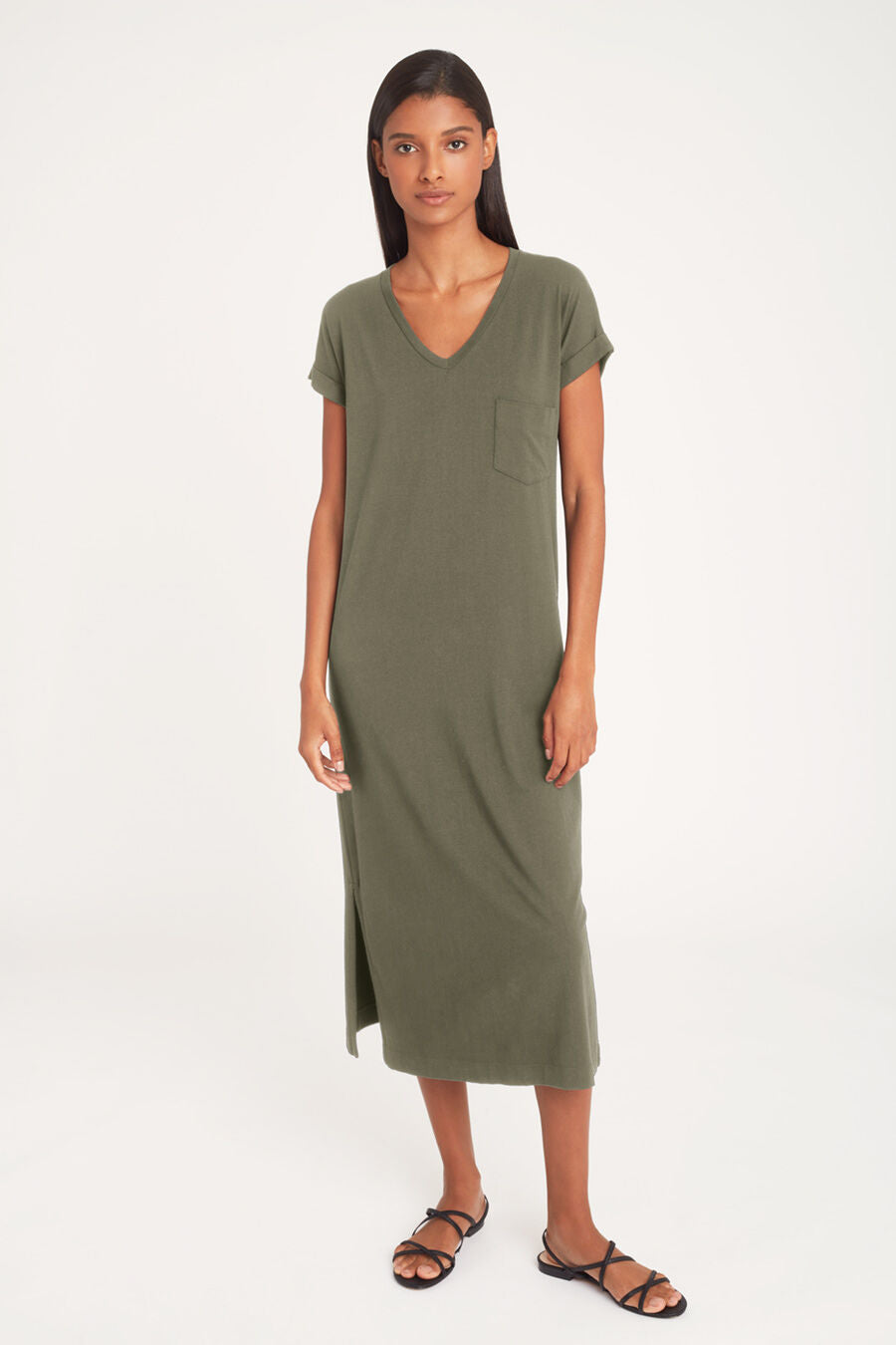 V-Neck Midi Dress