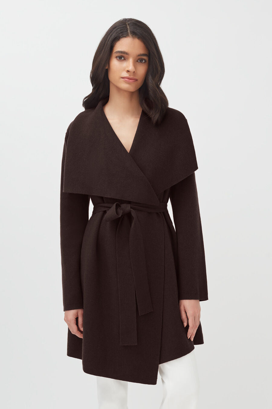 Wool Cashmere Short Wrap Coat (Earlier Version)