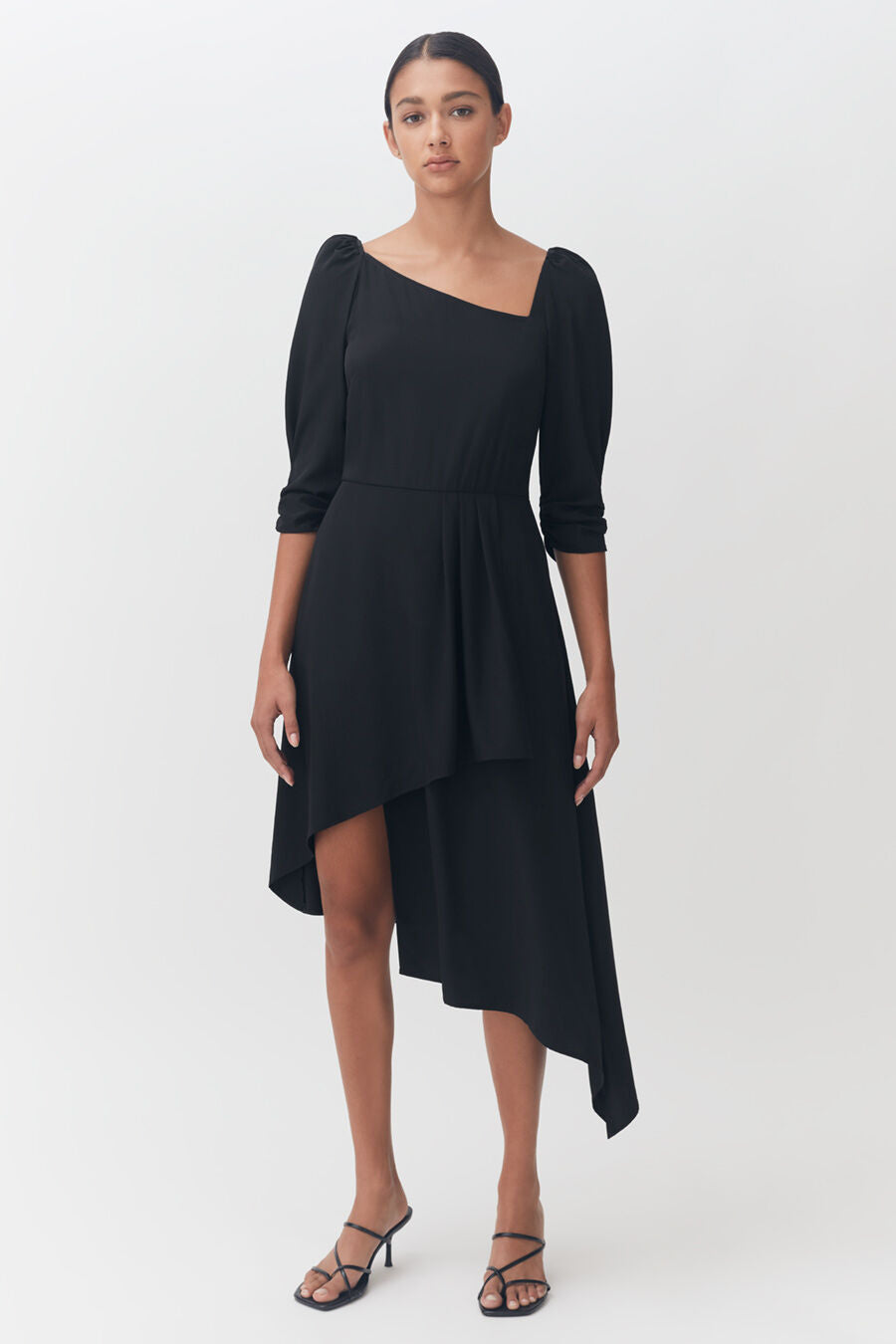 Silk Drape Front Dress