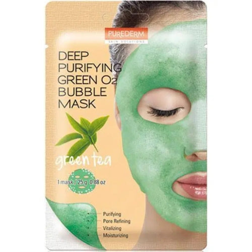PUREDERM Deep Purifying Green O2 Bubble Mask Green Tea