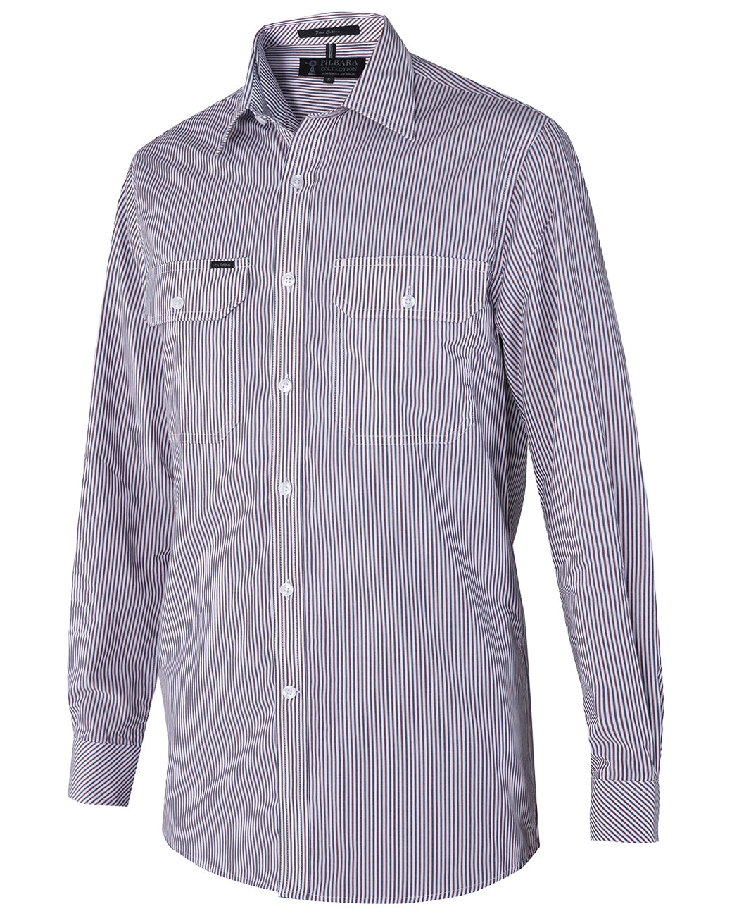Men's Pilbara Y/D Stripe Dual Pocket L/S Shirt