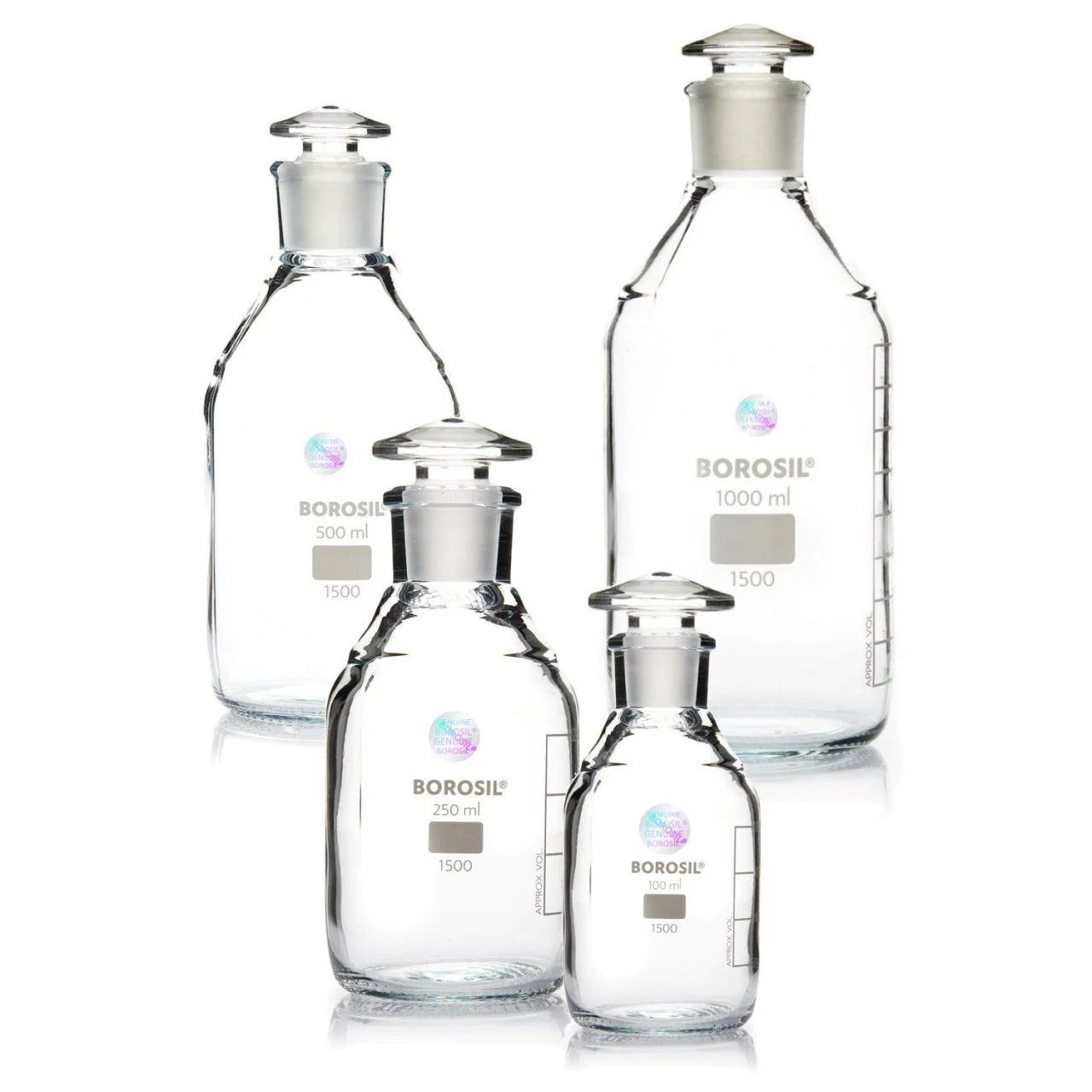 Reagent Bottle Glass with Glass Stopper Borosil