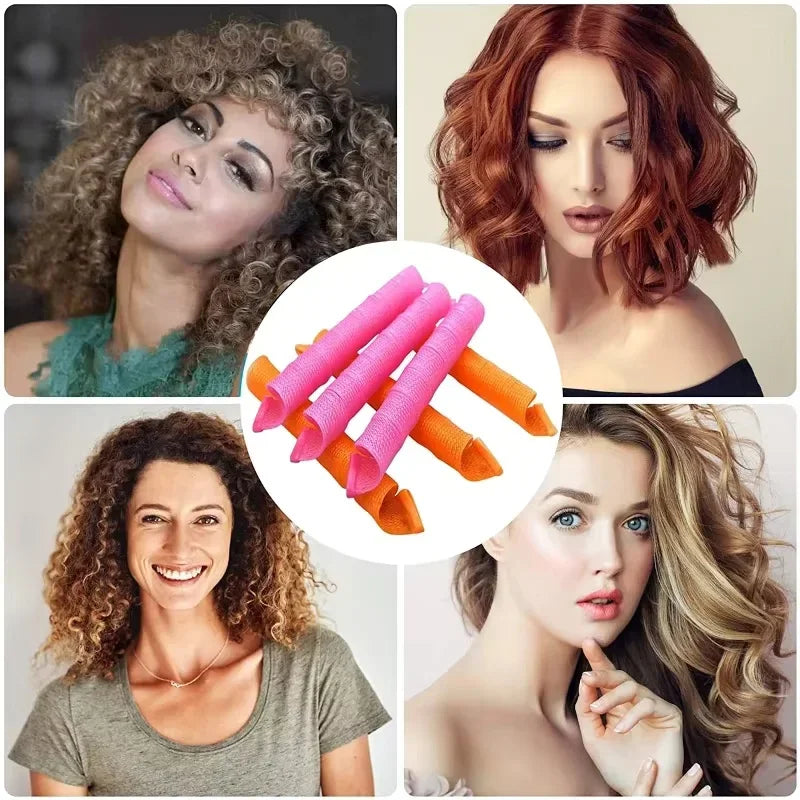 18pcs heatless spiral hair rollers for wavy curls