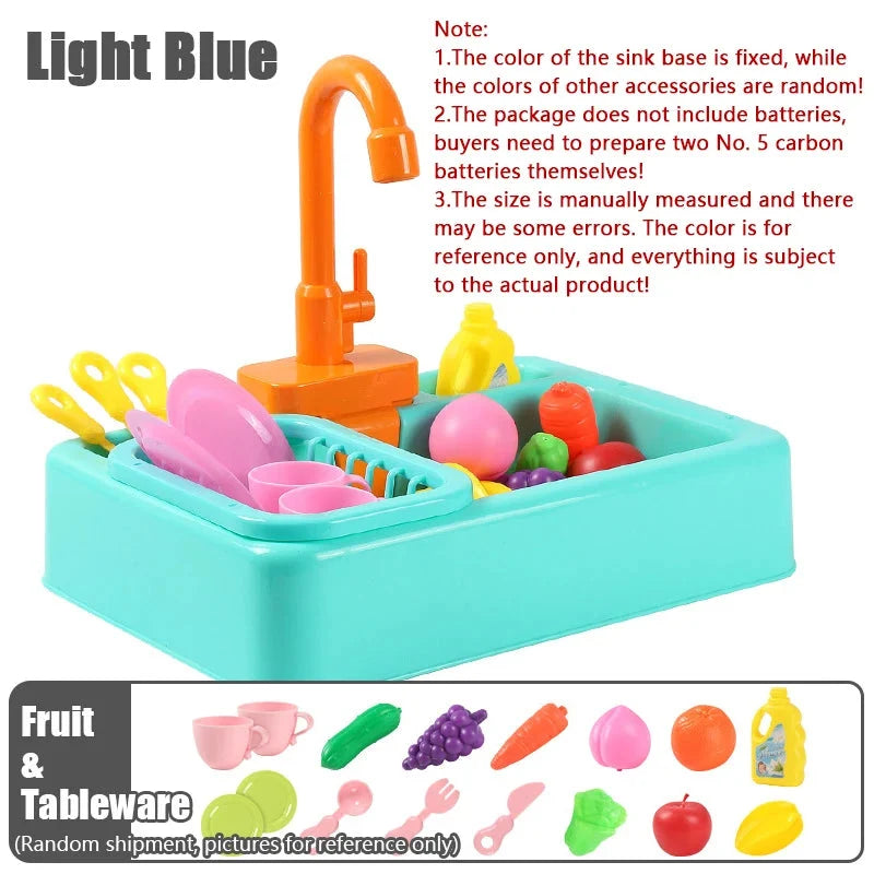 Kids Kitchen Sink Toy Simulation Mini Food Pretend Play House Toy Set