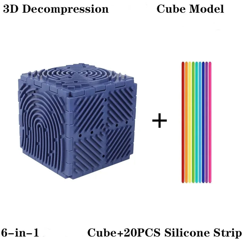 3D Silicone Decompression Puzzle Cube - Sensory Toy for Children, Stress Relief & Fine Motor Skills Development