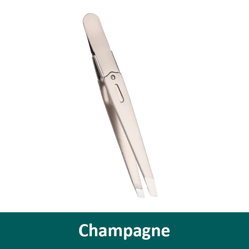 slanted stainless steel eyebrow tweezers