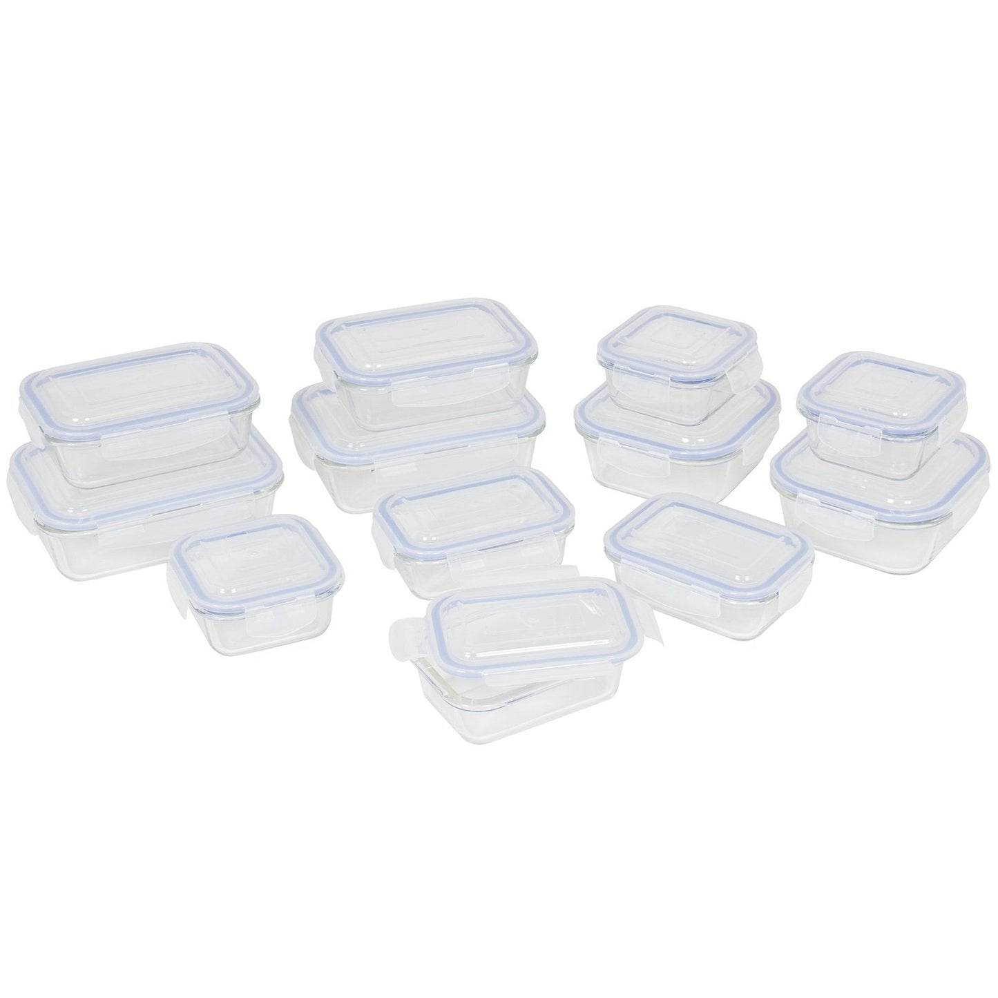 24-Piece BPA-Free Glass Food Container Set w/ 5 Sizes - Clear