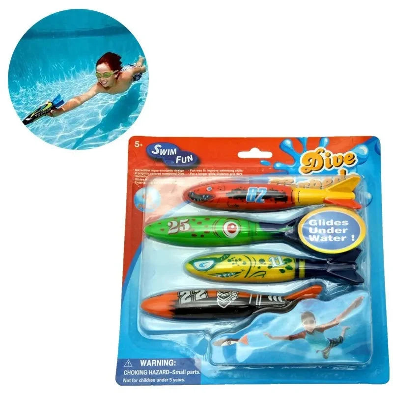 Summer Torpedo Rocket Toy for Pool Diving Games - Fun Water Activity for Kids