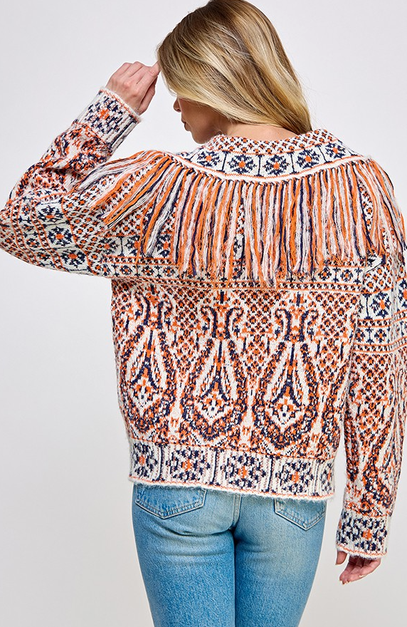 Milani Fringe Jacquard Sweater