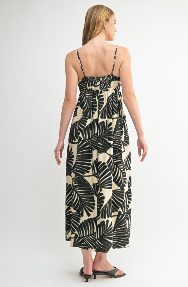 Maggie Leaf Print Midi Dress