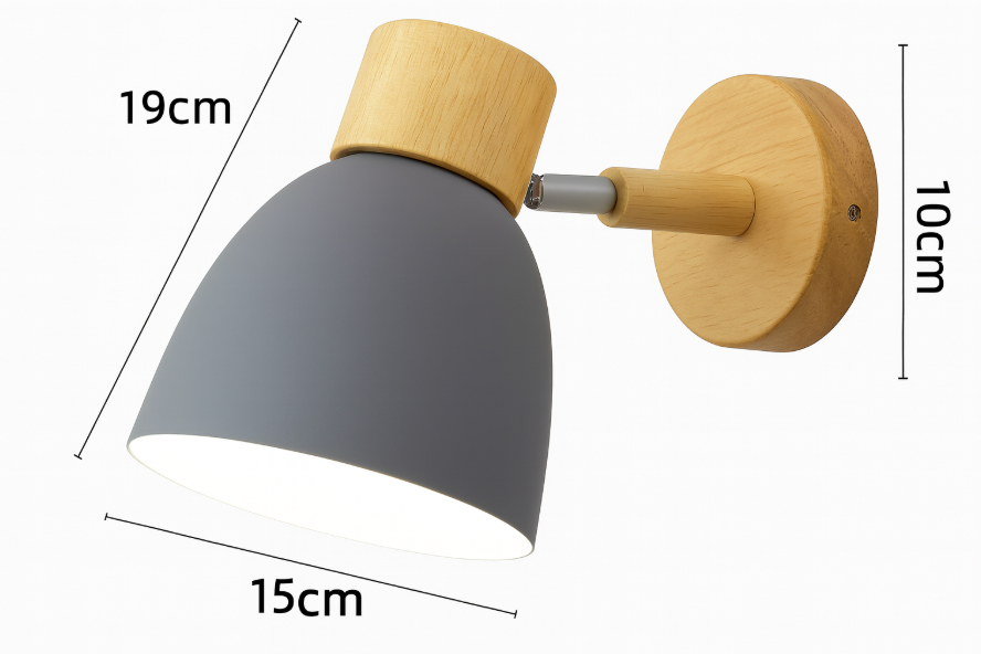 Minimalist Wooden Cone Wall Sconce LED Light With Conical Shade