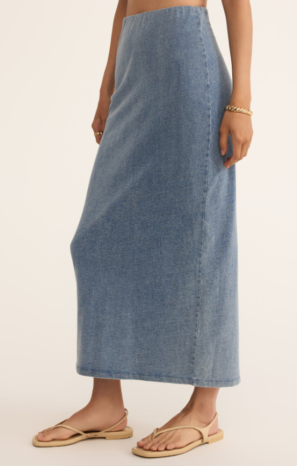 Z Supply Gail Jersey Denim Midi Skirt