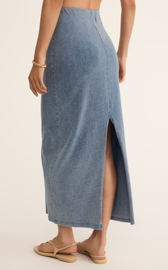 Z Supply Gail Jersey Denim Midi Skirt