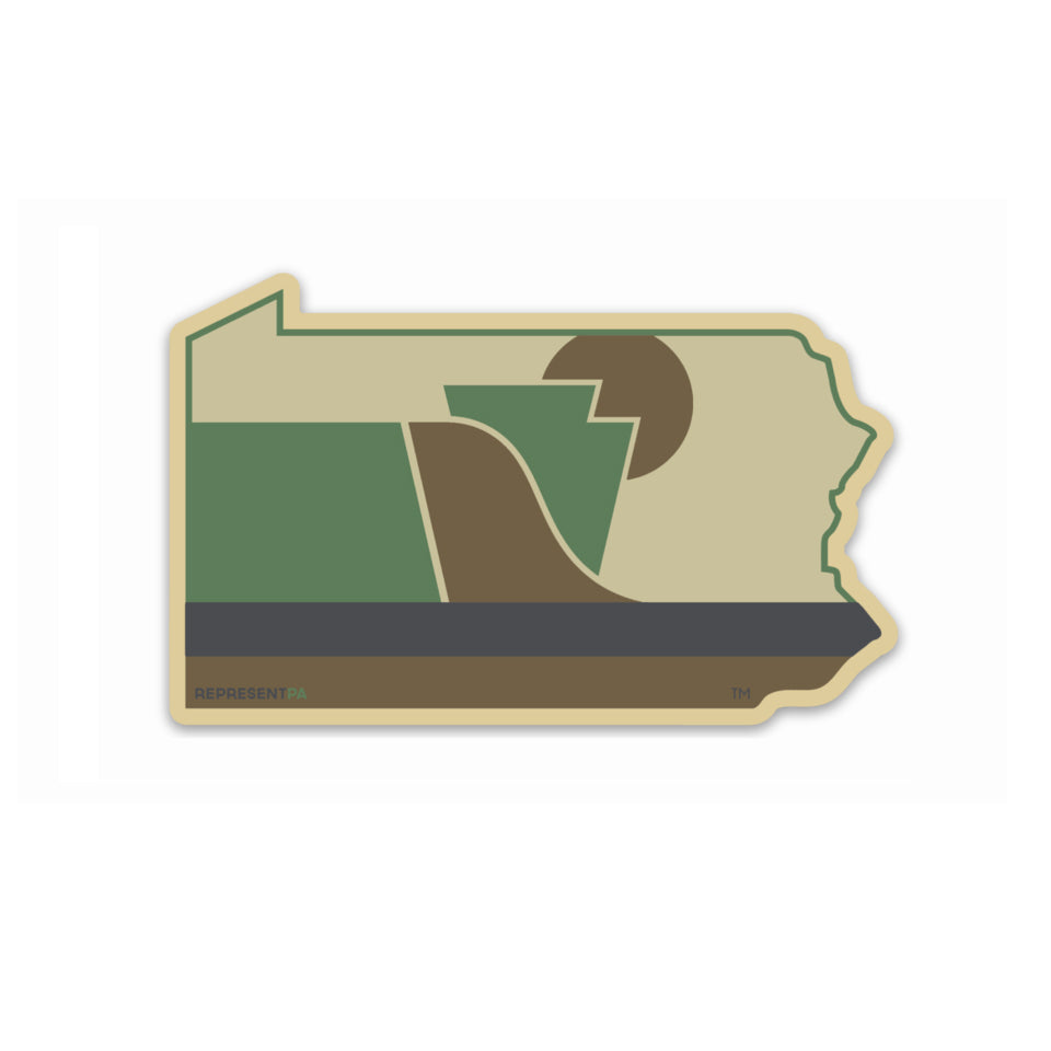 RepresentPA Pennsylvania Sticker | State-Shaped, Camo-Colored, Medium