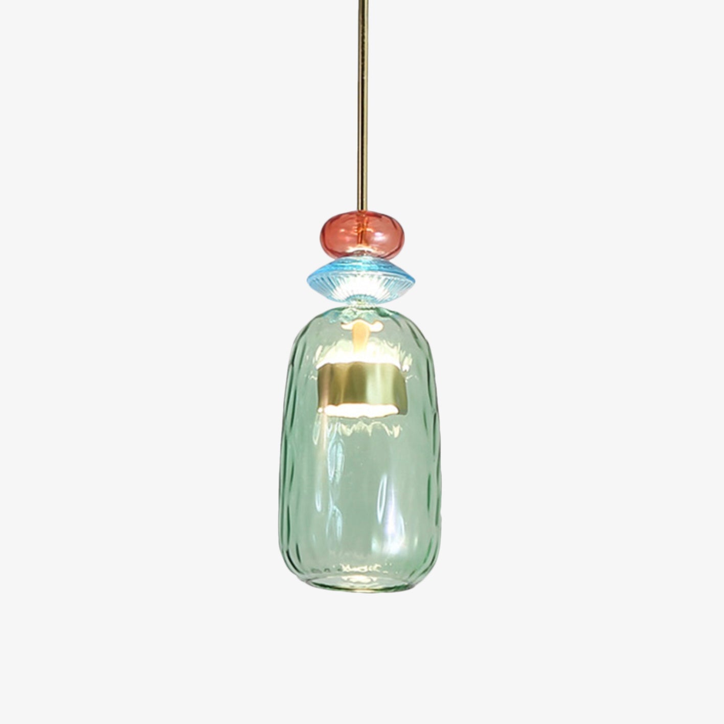 Coloured Glass Multi Pendant Lights With LED Light