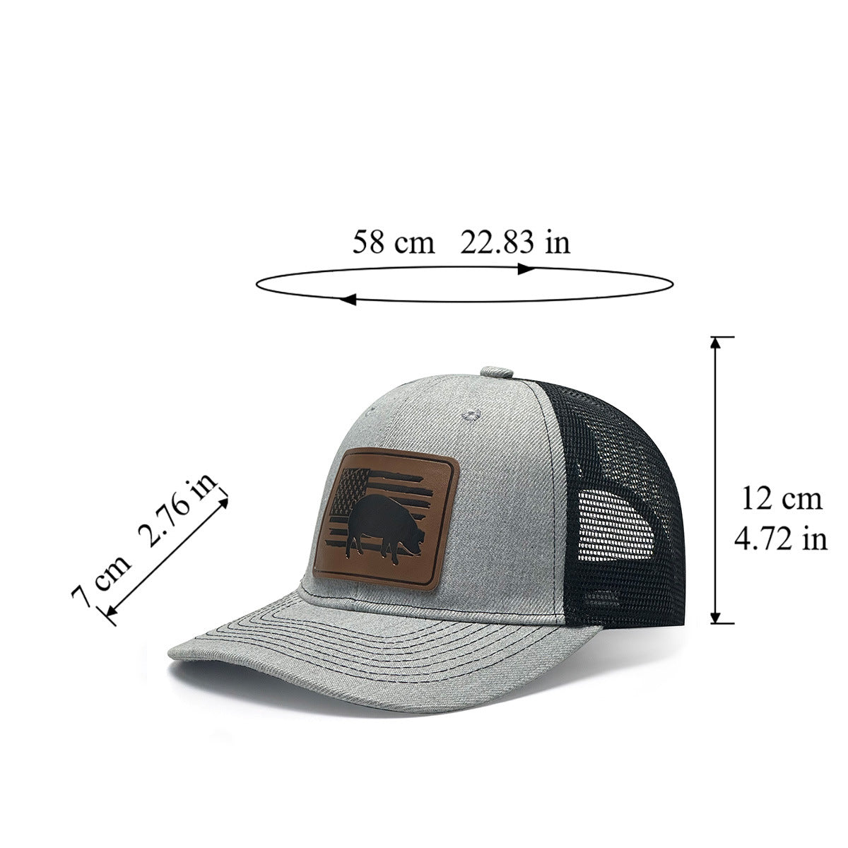 The Farmhouse: Pig Print Leather Patch Hat | Embroidered Farm Animal Baseball Cap | Unique Outdoor Fashion Accessory