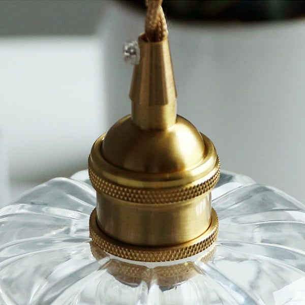 Retro Glass Pendant Light with Fluted Shade