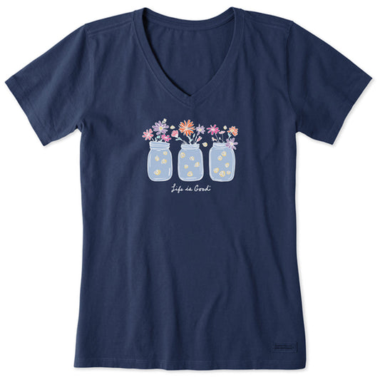 Women's Shine on Daisy Jars Short Sleeve Vee - 129290