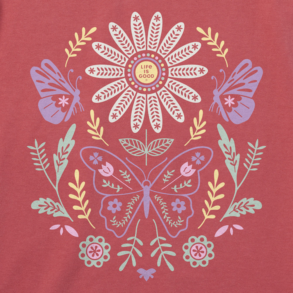 Women's Mirror Tonal Daisy & Butterflies Crusher Tee - 129158