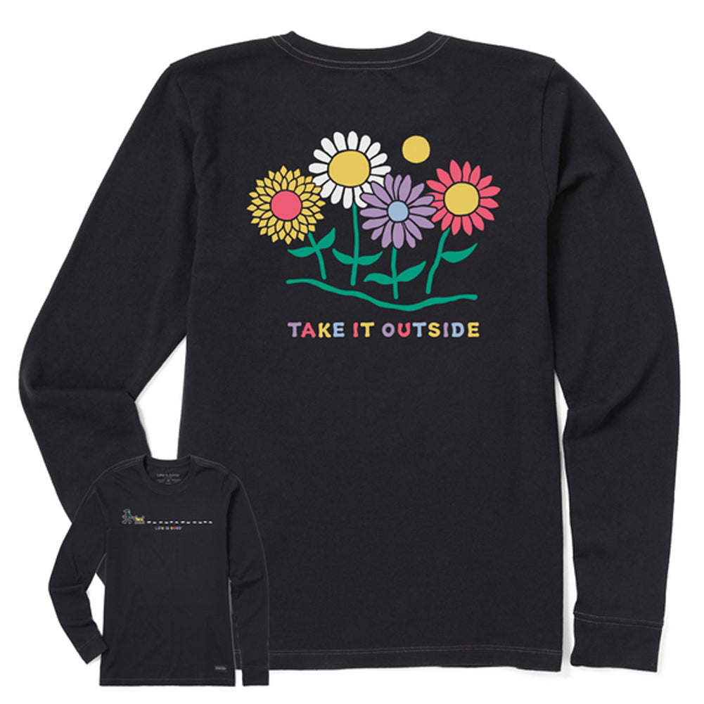 Women's Take It Outside Daisies Long Sleeve Crusher Tee - 129173