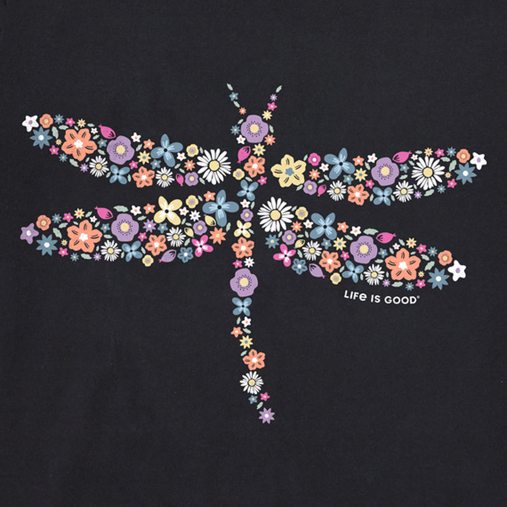 Women's Dragonfly Flowers Short Sleeve Vee - 129185