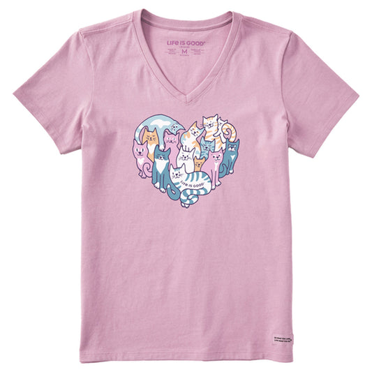 Women's Heart of Cats Short Sleeve Vee - 129204