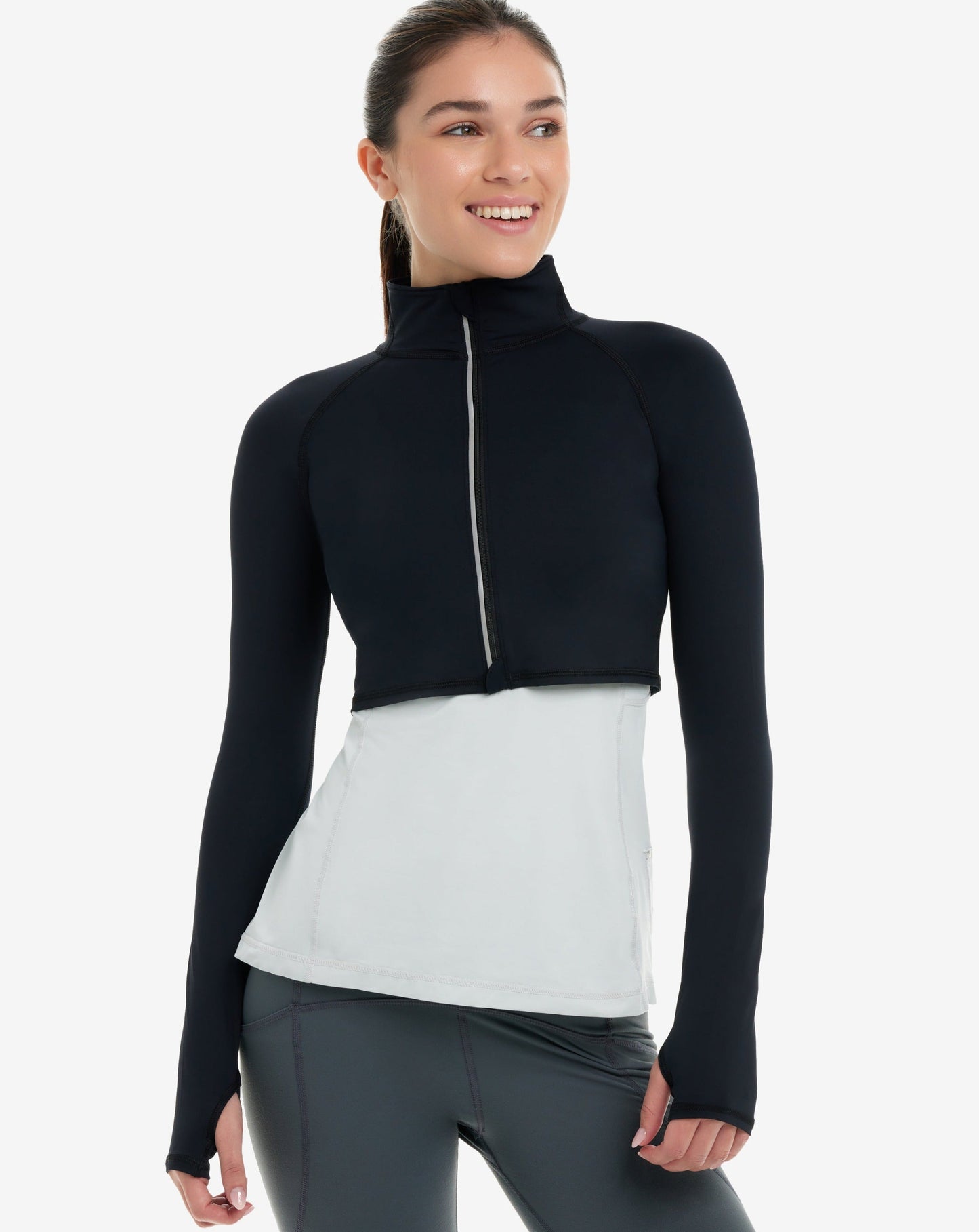 WOMEN'S FULL ZIP CROP TOP (4010)
