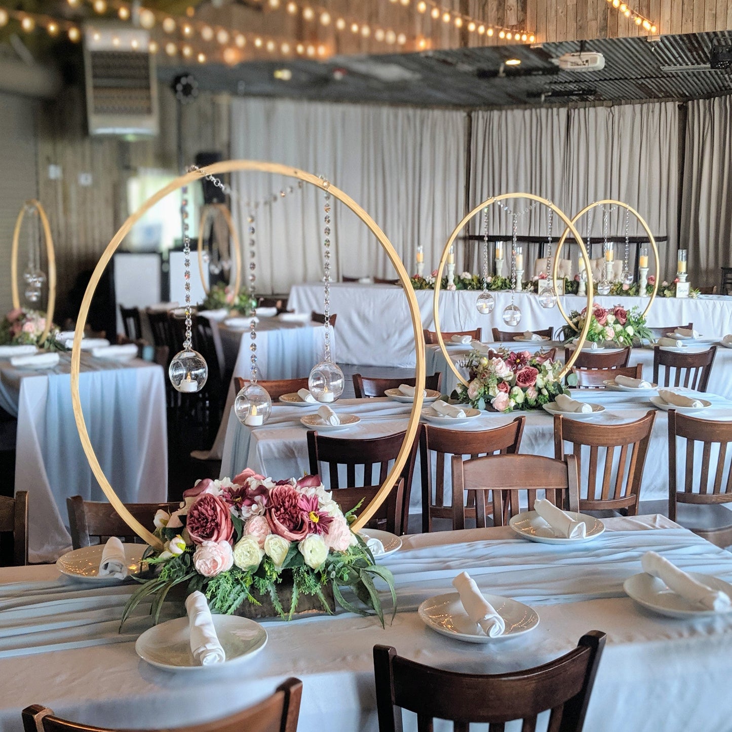Modern Wooden Circle with Crystal Centerpiece
